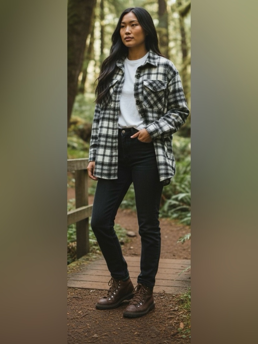 Active USA Monochrome Plaid Utility Jacket